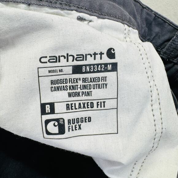 Carhartt Pants Men 44x32 Gray Rugged Flex Relaxed Fit Canvas Knit Lined Utility - Picture 7 of 14